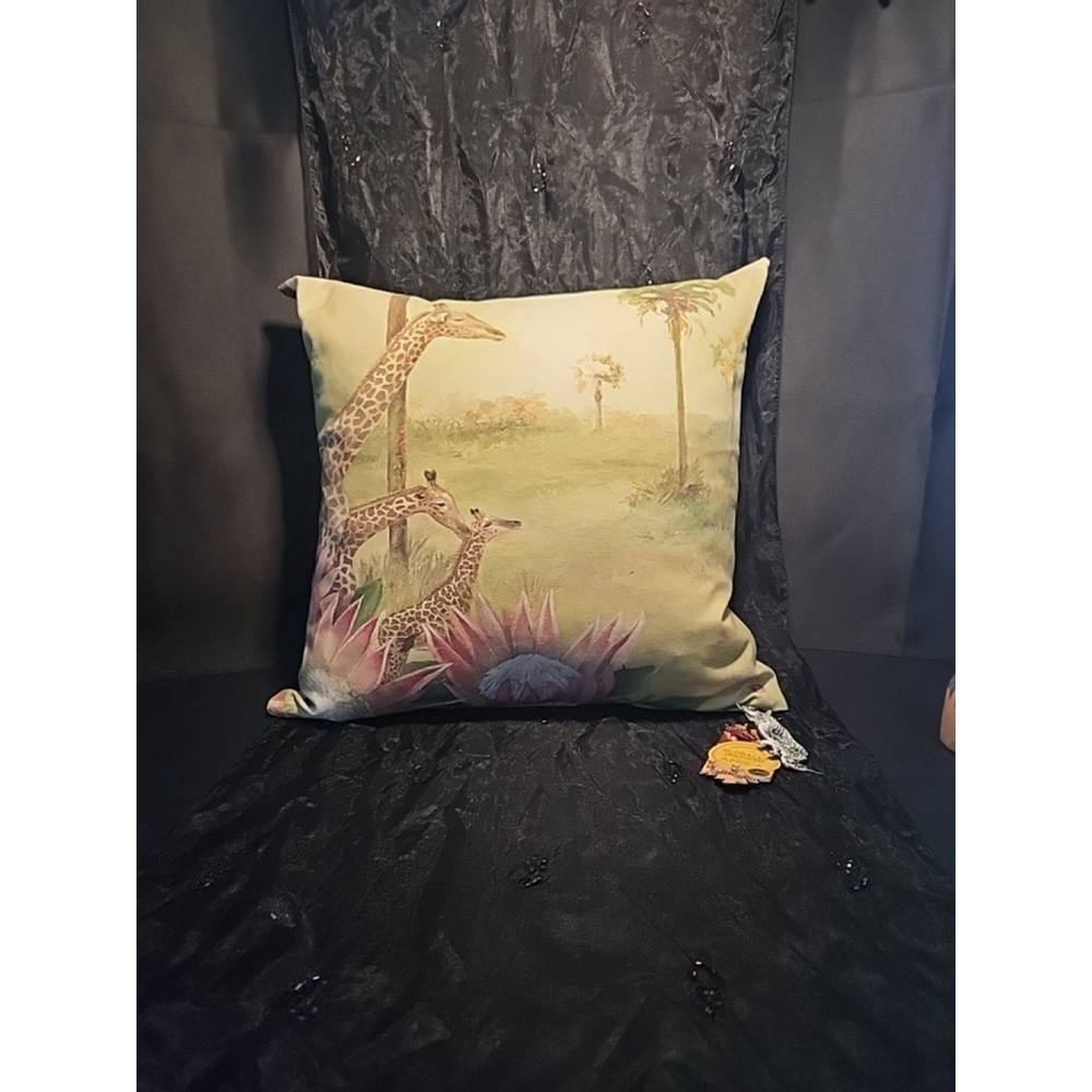Spirit Giraffe South African Pillow,NWT, painting By Deziree Smith, Whimsical